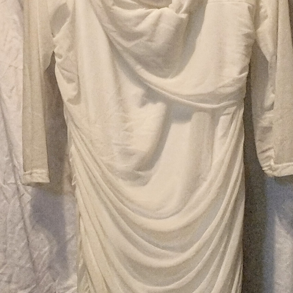 Elegant White Draped Women's Dress